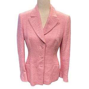 Escada Wool Blend Pink Shimmer 3 Button Jacket Blazer Women's Size 34